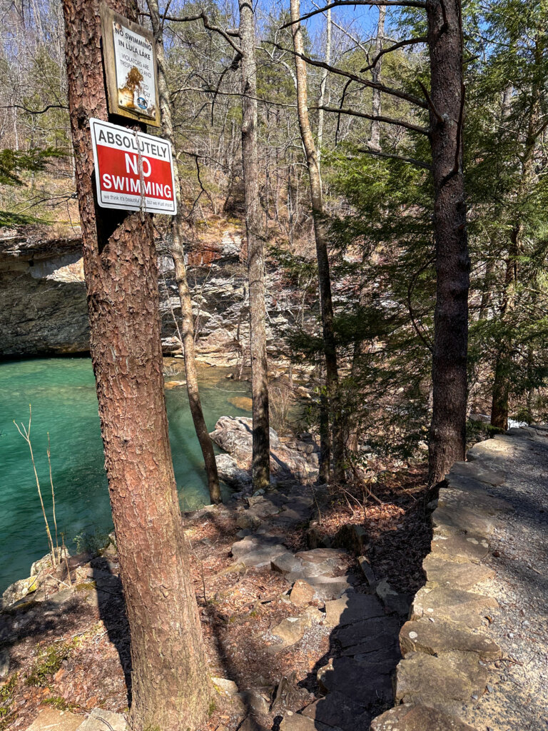 no swimming sign at lula lake land trust 